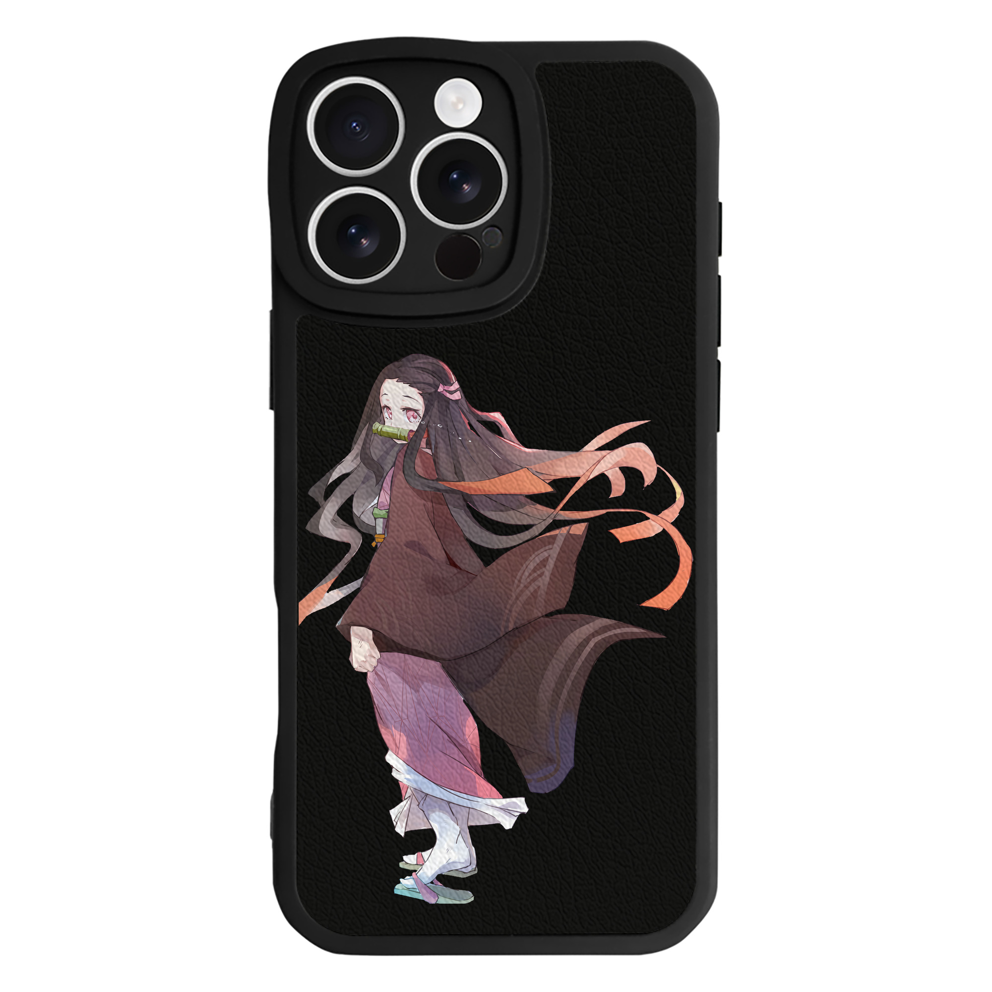 （画像用） 鬼滅の刃（きめつのやいば）竈門 禰󠄀豆子／かまど ねずこ Kamado Nezuko 【iPhone 16シリーズ対応】シリコンスマホケース（レザー調） 材質：シリコン